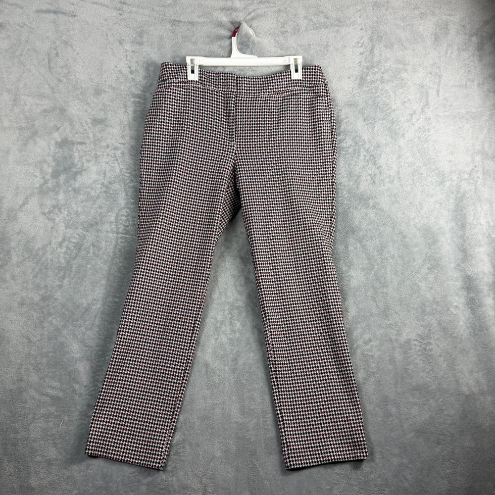 Ann Taylor Factory Women 12 Brown Houndstooth Straight Leg Office Siren Pants